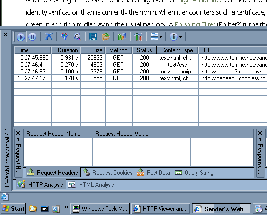 Screenshot of IEWatch